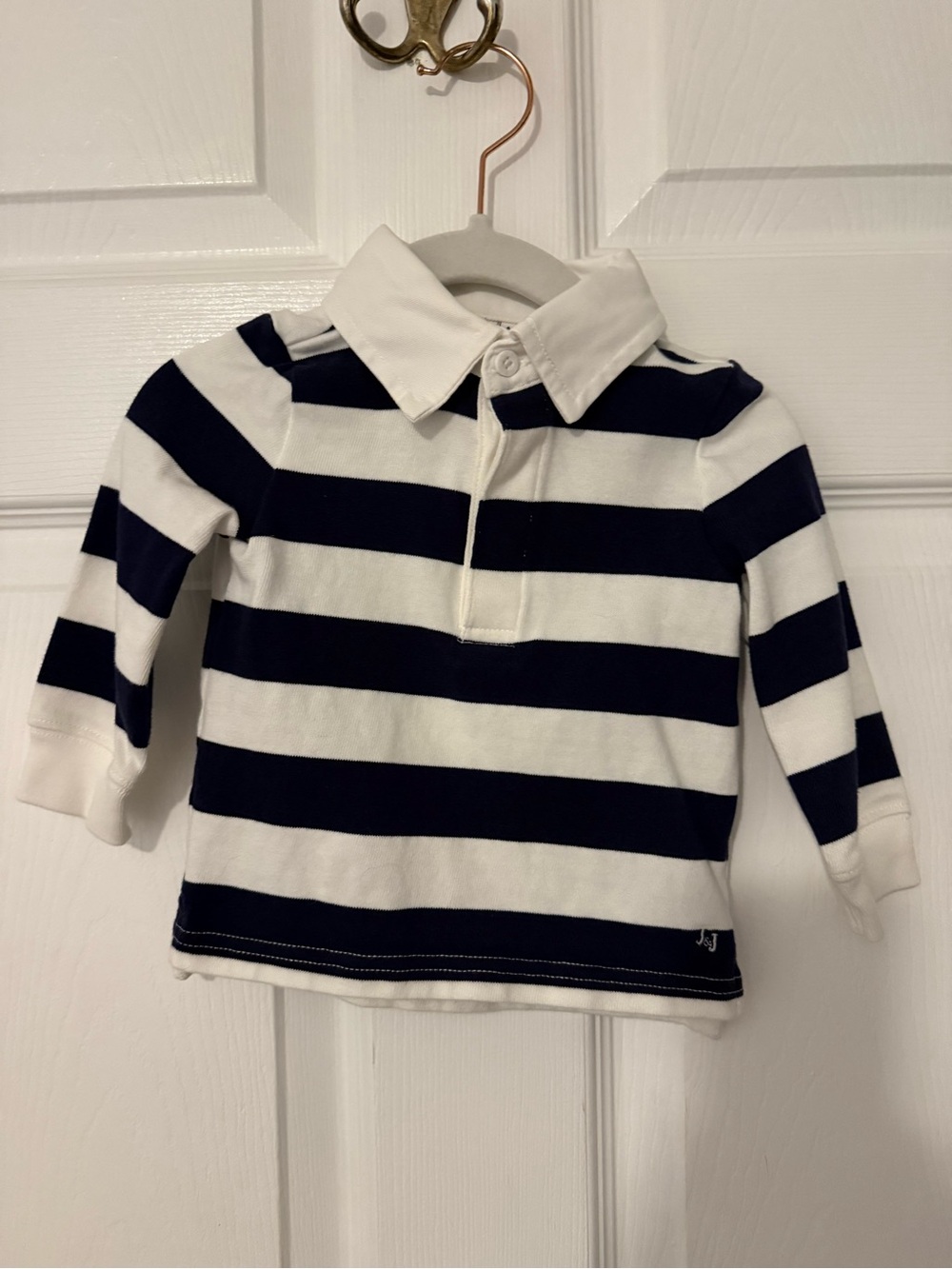 Janie and Jack Navy & White Striped Polo